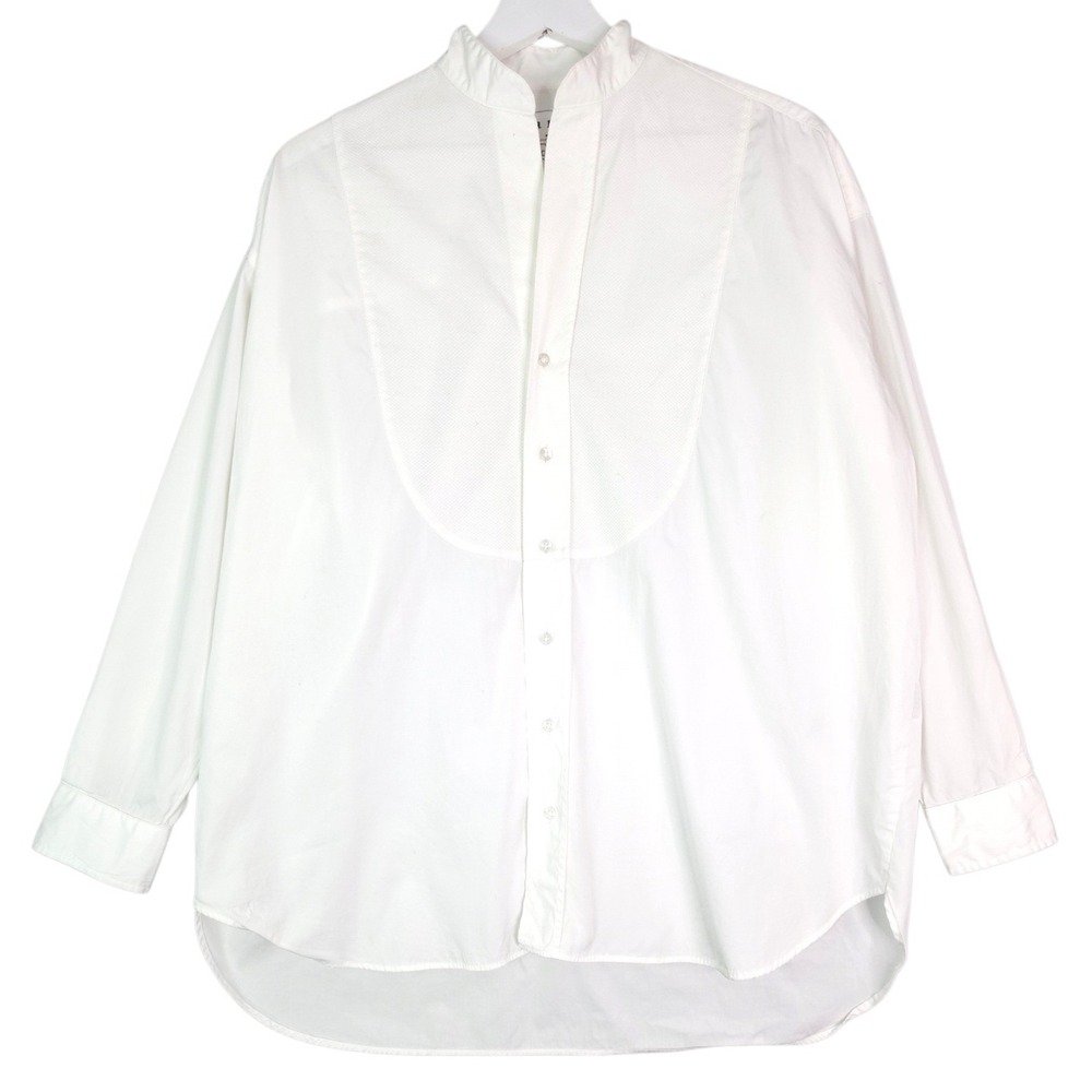 Frank & Eileen Victoria Tuxedo Shirt Women XXS White Cotton Bib Long Sleeve